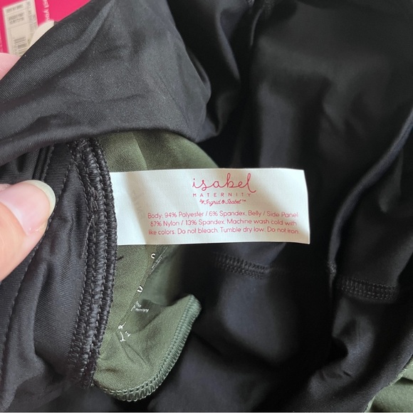 Isabel Maternity Green Over Belly Joggers Workout Pants Woven Women XS New - Picture 6 of 8